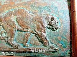Plaques bronze art deco pantheres lionnes Barye Jouve