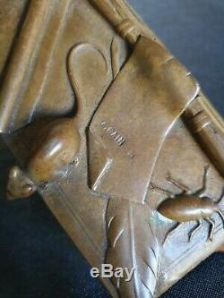 Pyrogène boîte en bronze signe Auguste cain fables la fontainesouris rats xixe