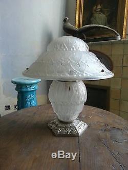 RARE importante lampe champignon Art Deco signée HETTIER et VINCENT pied bronze