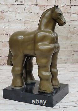 Rare Botero Trojan Cheval 100% Véritable Bronze Sculpture Figurine Art Déco Deco