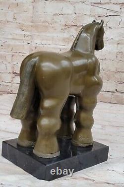 Rare Botero Trojan Cheval 100% Véritable Bronze Sculpture Figurine Art Déco Deco