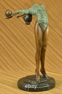 Rare Original Art Déco Sport Gymnaste Bronze Sculpture Statue Marbre Base Oeuvre