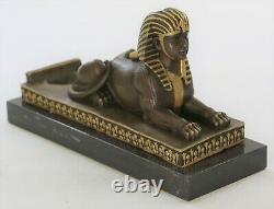 Rare Vintage Européenne Finery Art Déco Égyptien Bronze Sphinx Serre-Livre Large