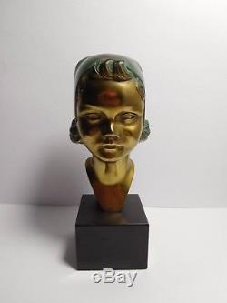 Rare bronze Art Déco buste Fillette par Max Le Verrier