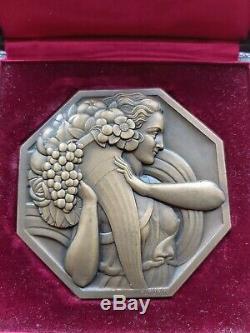 Rare exceptionnelle Medaille art deco Paul Turin Marianne Abondance Bronze