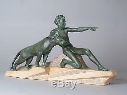 Rare sculpture Art Déco en régule patiné bronze, époque 1930 de Max Le Verrier