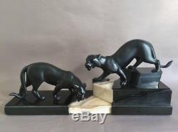 Rochard Panthere En Bronze Et Marbre Art Deco 1930
