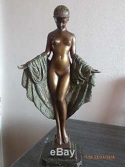 Statue En Bronze Art Deco Femme Nue H48 CM