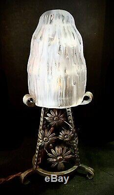 Sabino Lampe Joli Pied En Bronze A Decor De Fleurs Art Deco