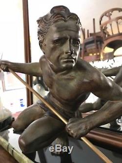 Sculpture ART DECO Homme à l'effort signée BUCHET, régule à patine bronze