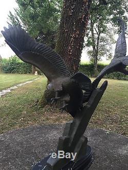 Sculpture Aigle Régule Bronze Art Deco Royal Eagle Marbre Mouette Rochard French