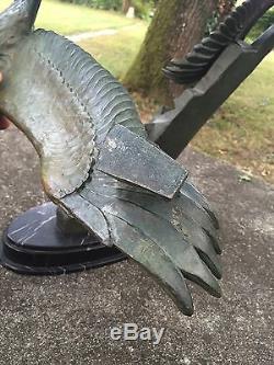Sculpture Aigle Régule Bronze Art Deco Royal Eagle Marbre Mouette Rochard French