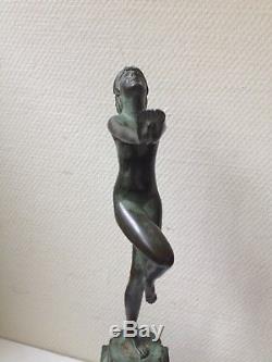 Sculpture Art Deco Bronze Femme Nue Danse Signée Zelikson 1920