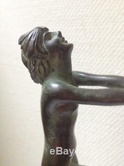 Sculpture Art Deco Bronze Femme Nue Danse Signée Zelikson 1920