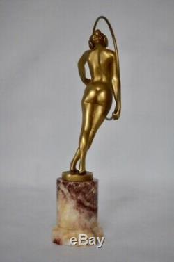 Sculpture Art Deco bronze danseuse au cerceau louis Sosson