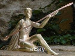 Sculpture Ephèbe au Javelot 1930 Bronze Art Deco d'inspiration Grèce Antique