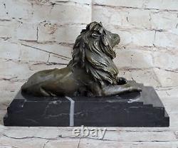 Sculpture Statue Très Rare Art Déco Lion Signée Bronze Collection Cadeau Ouvre