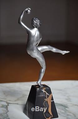 Sculpture art deco bronze Danseuse à la balle Maurice Guiraud Rivière