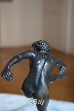 Sculpture art deco bronze danseuse nue Folie de printemps par Pierre Delannoy