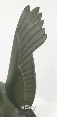 Sculpture cassée MAX LE VERRIER vautour oiseau regule bronze FONTE ART deco 1930