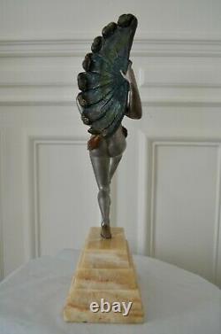 Sculpture en bronze Art deco Desiré Grisard Danseuse à l'éventail