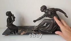 Sculpture femme dieu pan régule marbre dlg joseph d ast art deco no bronze