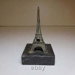 Sculpture miniature Tour Eiffel bronze marbre 1930 art déco Paris France N6448
