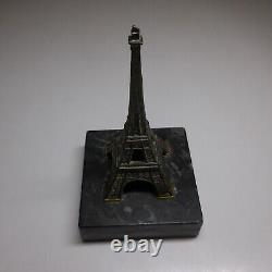 Sculpture miniature Tour Eiffel bronze marbre 1930 art déco Paris France N6448