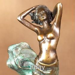 Sculpture polychrome en bronze véritable Art nouveau/déco VENUS NUE Signée MILO