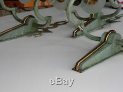Serie d'appliques art déco 1940 métal patiné bronze paire wall sconces Leleu