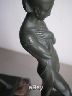 Serre Livres Bronze Patine Femme Art Deco Statue 1930 Max Le Verrier Sculpture