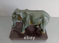 Serre-livres 1930 Elephants Régule Patine Bronze antique verte ++ Art Déco ++