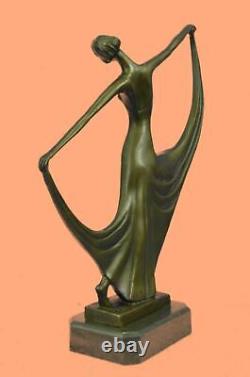 Signé Milo Original Véritable Bronze Statue Art Déco Dancer Sculpture Décor
