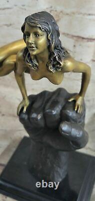 Signé Original Juno Érotique Art Sexy Lady Bronze Sculpture Deux Ton Statue Déco