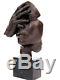 Signed HUGE 5.4kg Bronze Abstract Studio Face Sculpture Art Deco Style 43cm