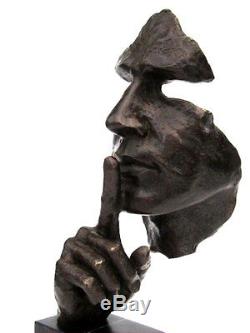 Signed HUGE 5.7kg Bronze Abstract Studio Face Sculpture Art Deco Style 48.5cm