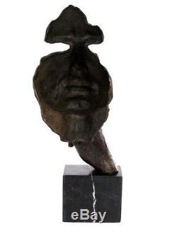 Signed HUGE 5.7kg Bronze Abstract Studio Face Sculpture Art Deco Style 48.5cm