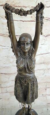 Signée Art Déco Chiparus Érotique Danseuse Marbre Affaire Bronze Statue Affaire