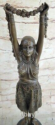Signée Art Déco Chiparus Érotique Danseuse Marbre Affaire Bronze Statue Solde