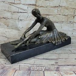 Signée Art Déco Chiparus Ventre Danseuse Bronze Marbre Sculpture Figurine