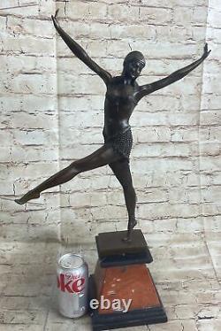 Signée Art Déco Chiparus Ventre Danseuse Bronze Marbre Sculpture Statue Figurine