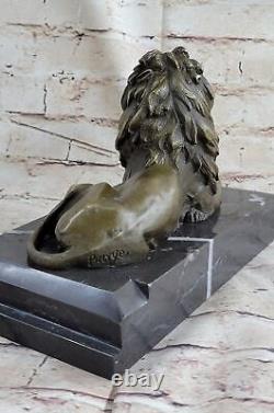 Signée Barye King De Jungle Lion Bronze Sculpture Vintage Reproduction Art Déco