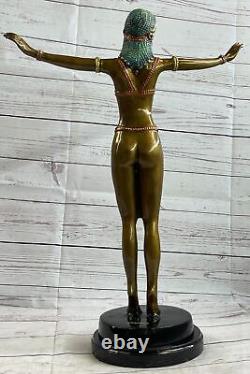 Signée Bronze Style Art Nouveau Deco Chiparus Statue Figurine Très Grand Artwork
