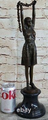 Signée D. H, Bronze Art Déco Danseuse Statue De Palmyre Affaire Solde