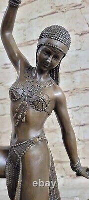 Signée D. H, Bronze Art Déco Statue Ballet Russe Sculpture Figurine