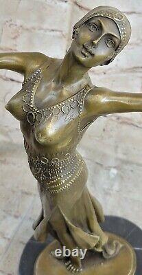 Signée D. H Chiparus, Bronze Art Déco Danseuse Sculpture Nouveau Figurine Marbre