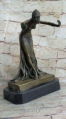 Signée J. R Colinet Bronze Statue, Art Déco Danseuse Sculpture Fonte Figurine