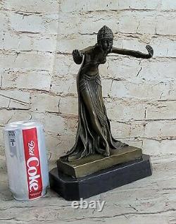 Signée J. R Colinet Bronze Statue, Art Déco Danseuse Sculpture Fonte Figurine