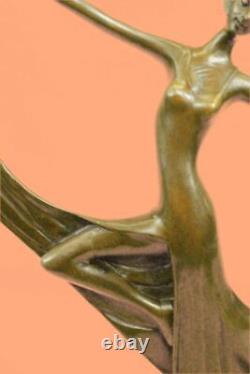 Signée Milo Original Véritable Bronze Statue Art Déco Danseuse Sculpture Figure