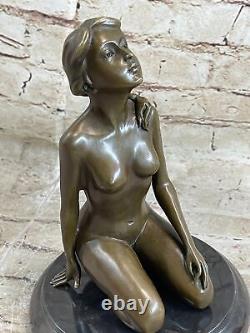 Signée Original Italien Artiste Nick Chair Bronze Femme Fonte Sculpture Art Déco